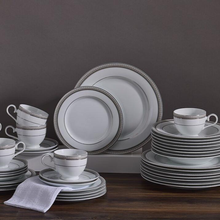 Platinum Crown 40 Piece Dinnerware Set, Service for 8