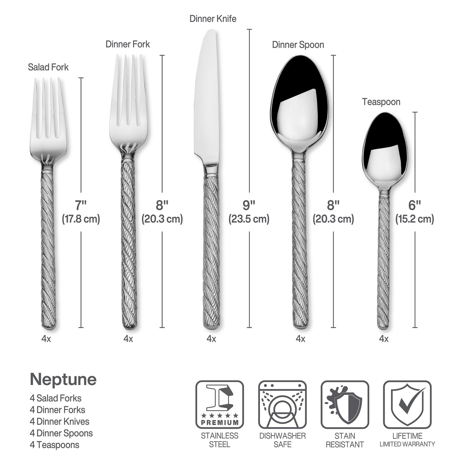 Wallace Neptune 20 Piece Flatware Set, Service for 4
