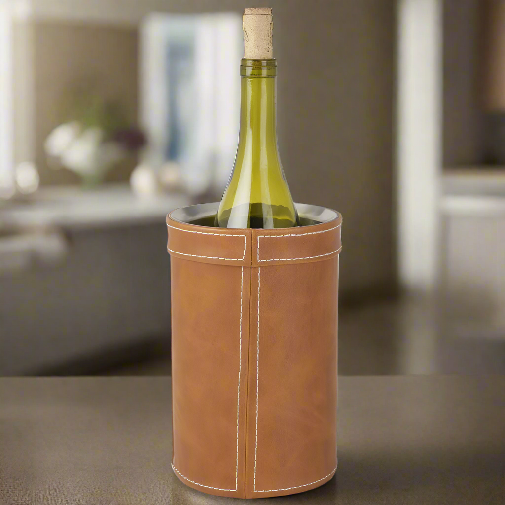 Faux Leather Stitched Wine Cooler
