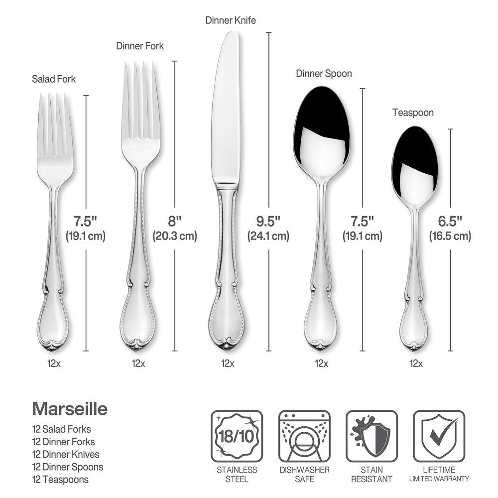 Marseille 65 Piece Flatware Set, Service for 12