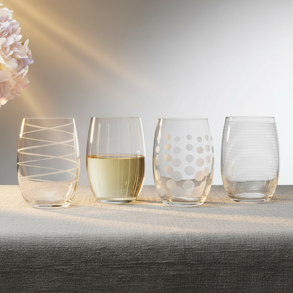 Cheers 17 Ounce Stemless Wine Glasses, Set of 4