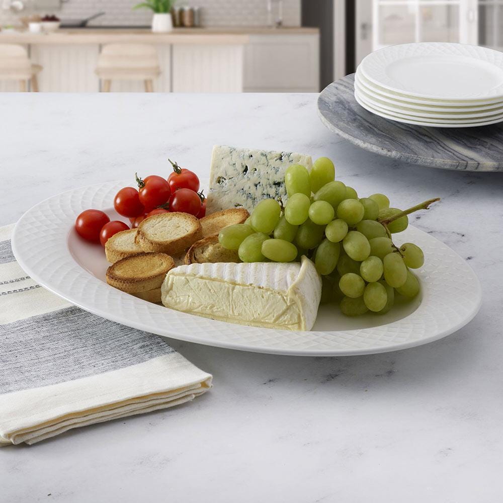 Trellis White Oval Platter