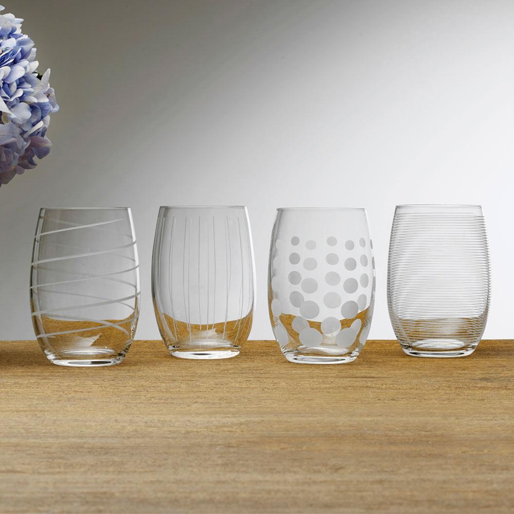Cheers 17 Ounce Stemless Wine Glasses, Set of 4
