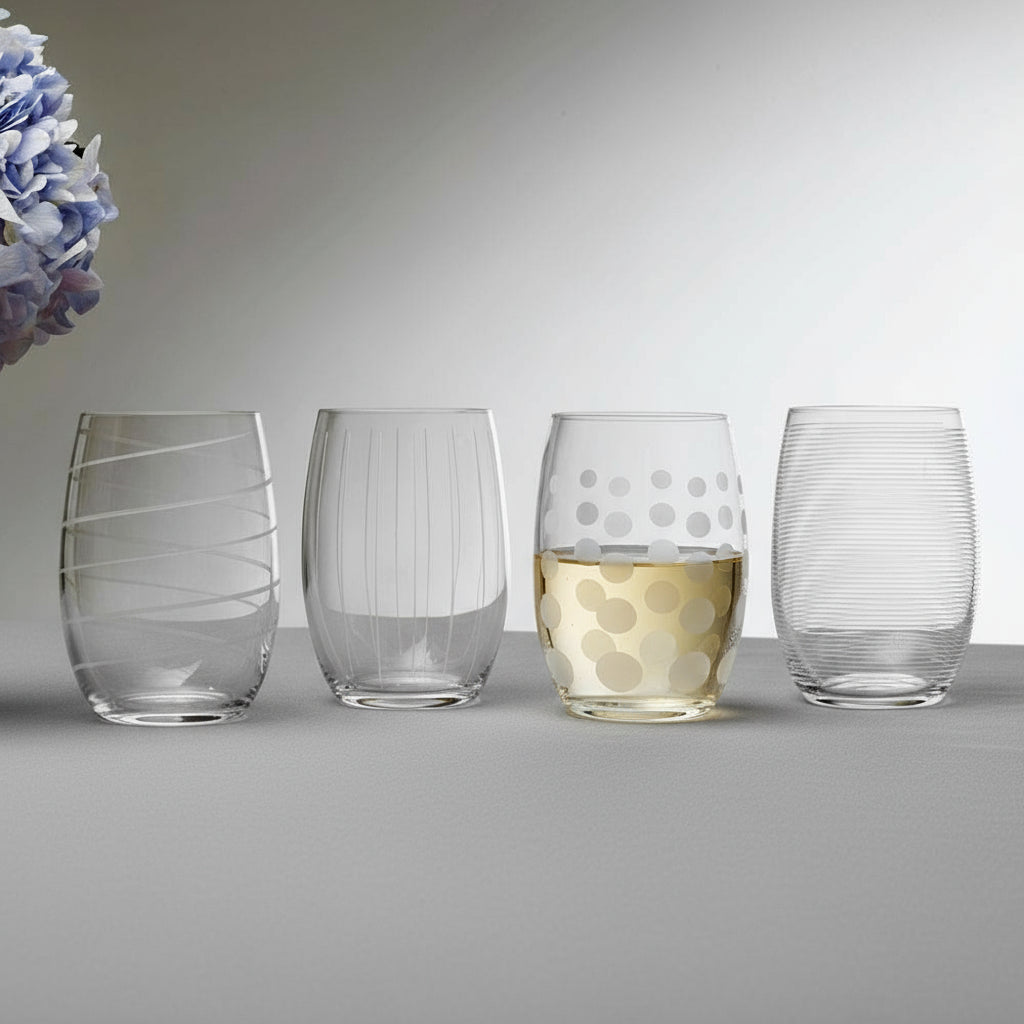 Cheers 17 Ounce Stemless Wine Glasses, Set of 4