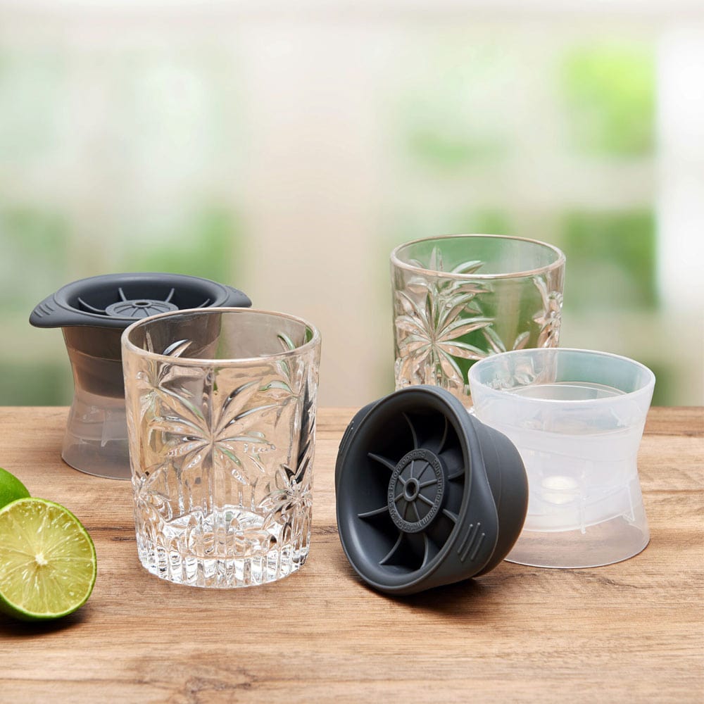 Craft Set of 2 Double Old Fashioned Whiskey Glasses with Ice Molds