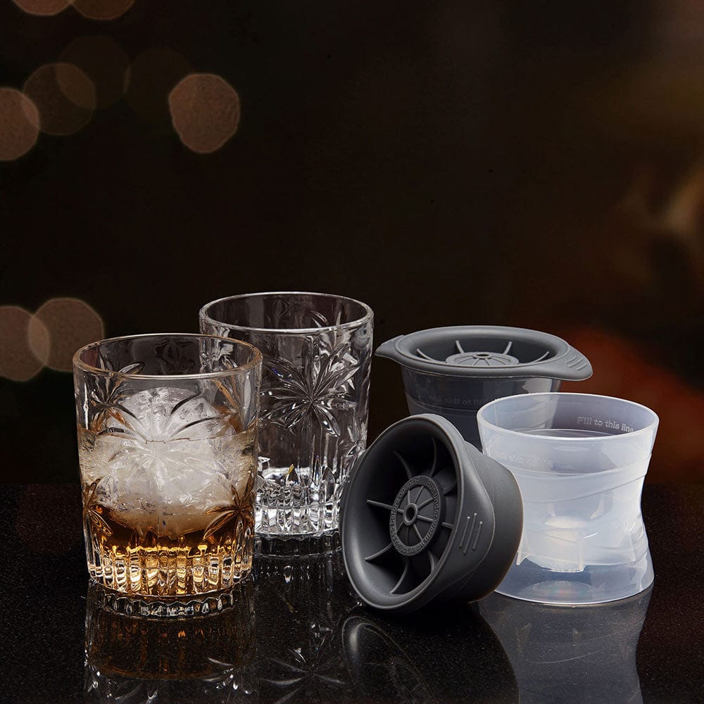 Craft Set of 2 Double Old Fashioned Whiskey Glasses with Ice Molds