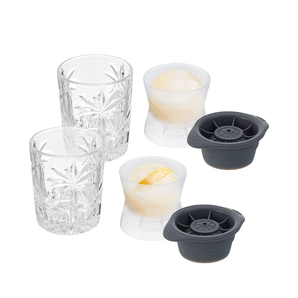 Craft Set of 2 Double Old Fashioned Whiskey Glasses with Ice Molds