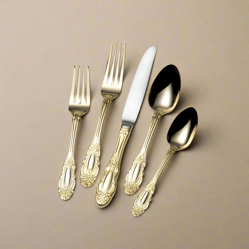 Wallace Duchess Gold 65 Piece Flatware Set, Service for 12