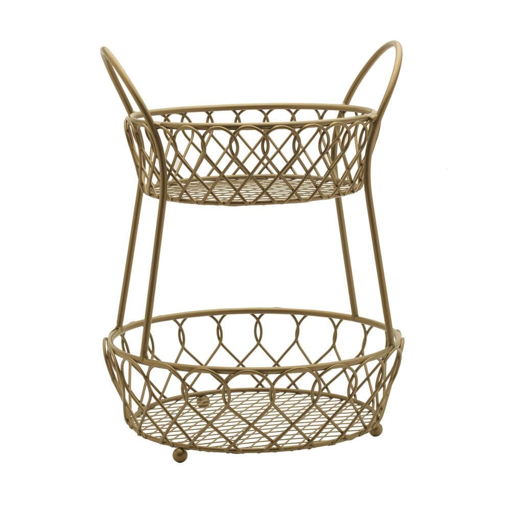 Lattice 2 Tier Matte Gold Countertop Basket