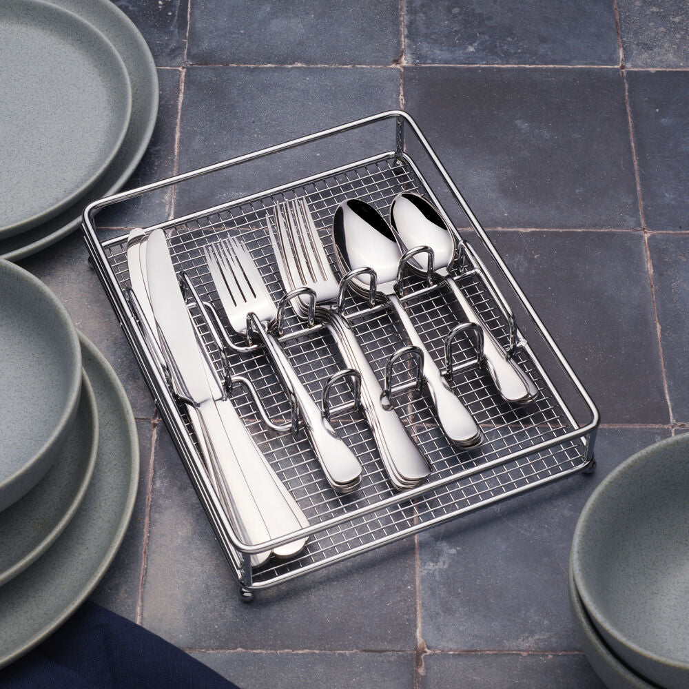 Gourmet Basics Symmetry 20 Piece Flatware Set with Caddy, Service for 4