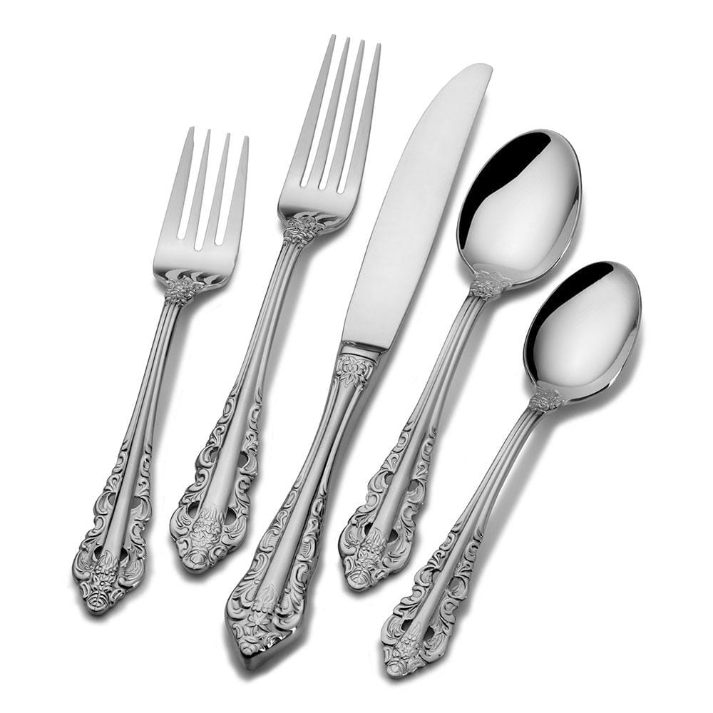 Wallace Antique Baroque 65 Piece Flatware Set, Service for 12