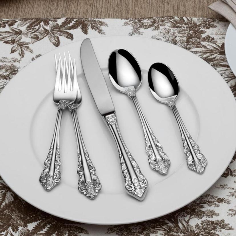 Wallace Antique Baroque 65 Piece Flatware Set, Service for 12