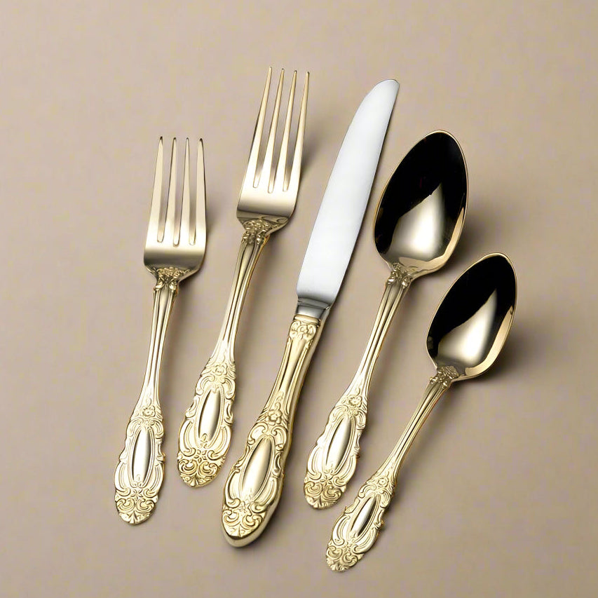 Wallace Duchess Gold 65 Piece Flatware Set, Service for 12